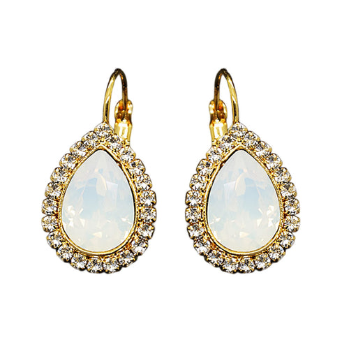 Auskarai "Debesų Lašas (White Opal)" su Swarovski™ kristalais